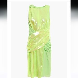 SIES MARJAN Quincy Neon Sequin Wrapped Cocktail Dress Size 8 NWT